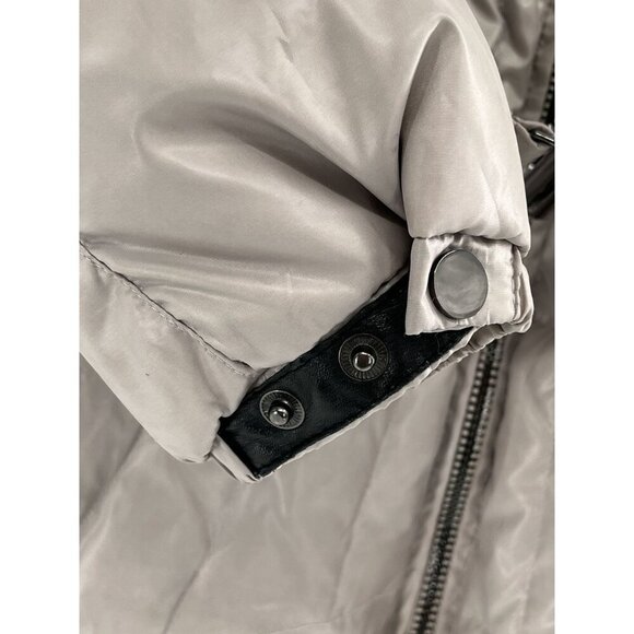 RIZAL Womens Quilted Down Puffer Coat Raccoon Fur Trim Belted Waist Small - Picture 4 of 16